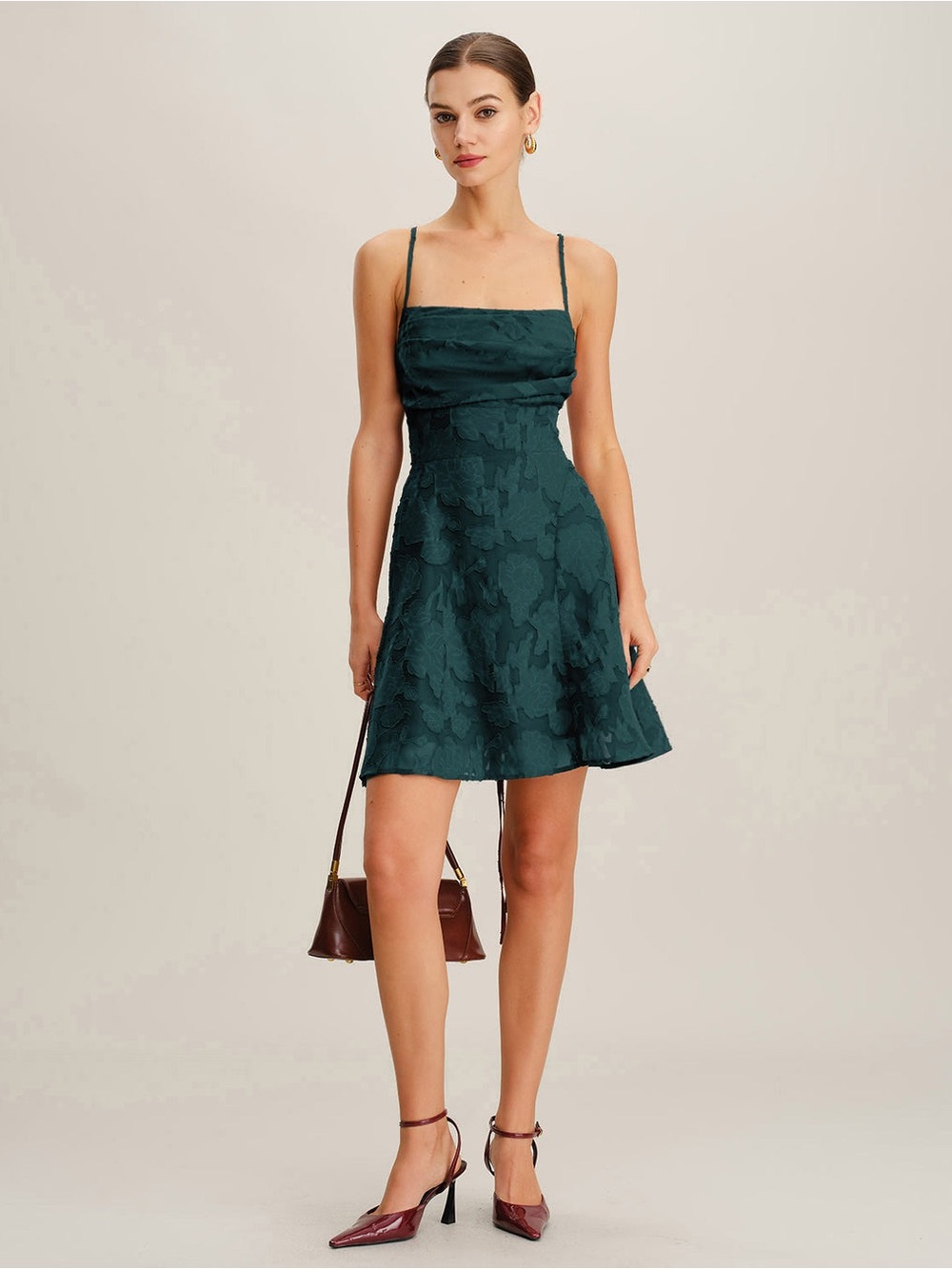 Rihoas Dark Teal Spaghetti Strap A-Line Dress